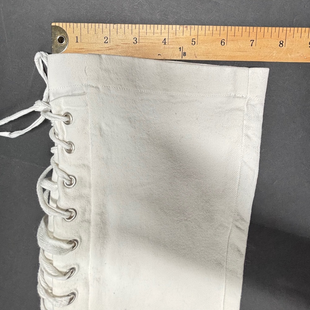 White Lace Up Side Tie Denim Pants Small High Waist Straight Leg Rockstar Club - Picture 7 of 9